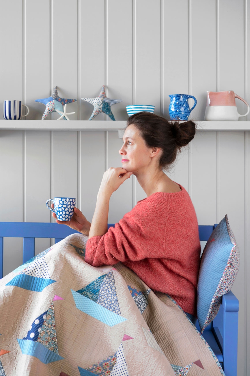 Tilda Patchwork Stoff Baumwolle - Creating Memories - Woven Tinystripe Blue